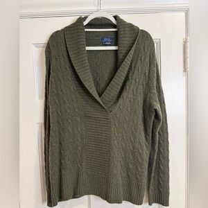 Polo by Ralph Lauren Women's V-Neck Cable Knit Sweater - Olive